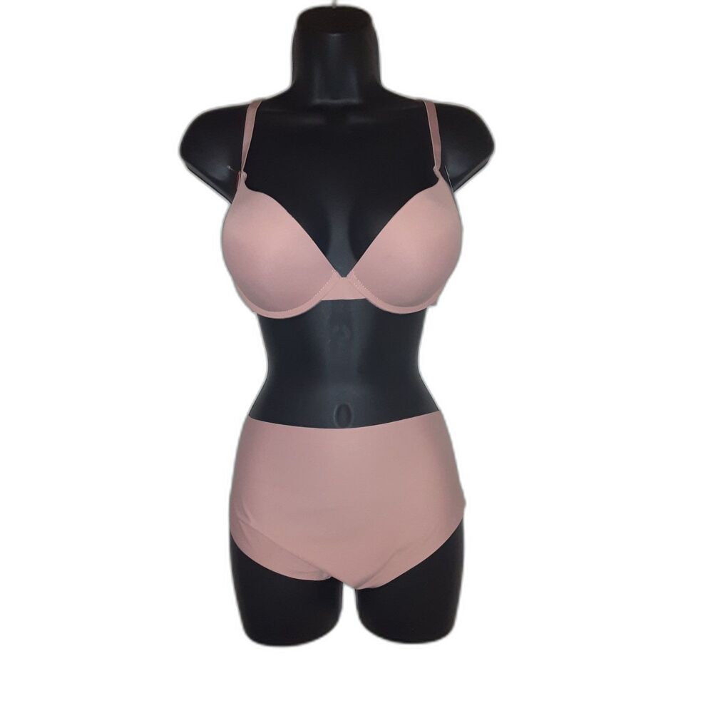 Youmita 36C Dusty Rose Push Up Bra and Large Seamless Panty NWT